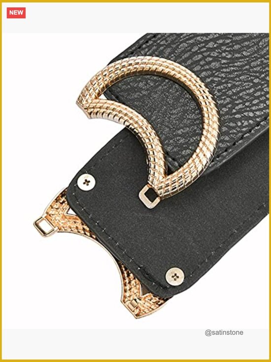 3 Pack Womens Vintage Wide Elastic Stretch Waist Belt With Metal Buckle main image 7